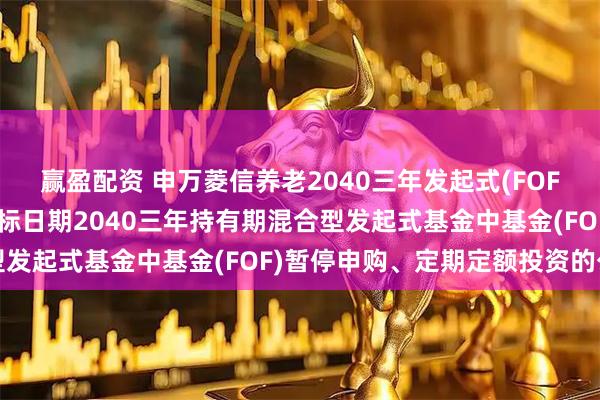 赢盈配资 申万菱信养老2040三年发起式(FOF) 关于申万菱信养老目标日期2040三年持有期混合型发起式基金中基金(FOF)暂停申购、定期定额投资的公告