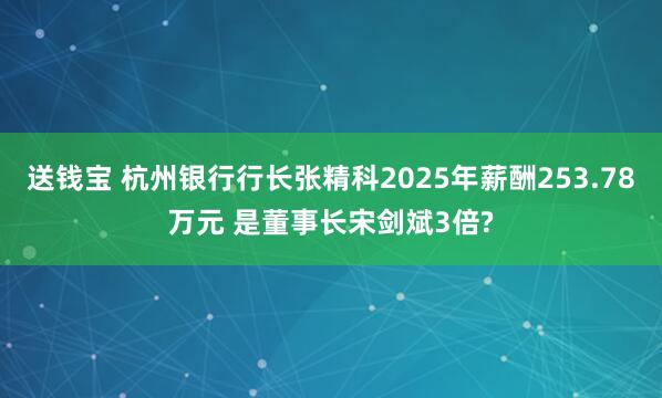 送钱宝 杭州银行行长张精科2025年薪酬253.78万元 是董事长宋剑斌3倍?