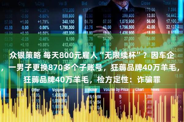 众银策略 每天800元雇人“无限续杯”？因车企推出先充后付功能，一男子更换870多个子账号，狂薅品牌40万羊毛，检方定性：诈骗罪
